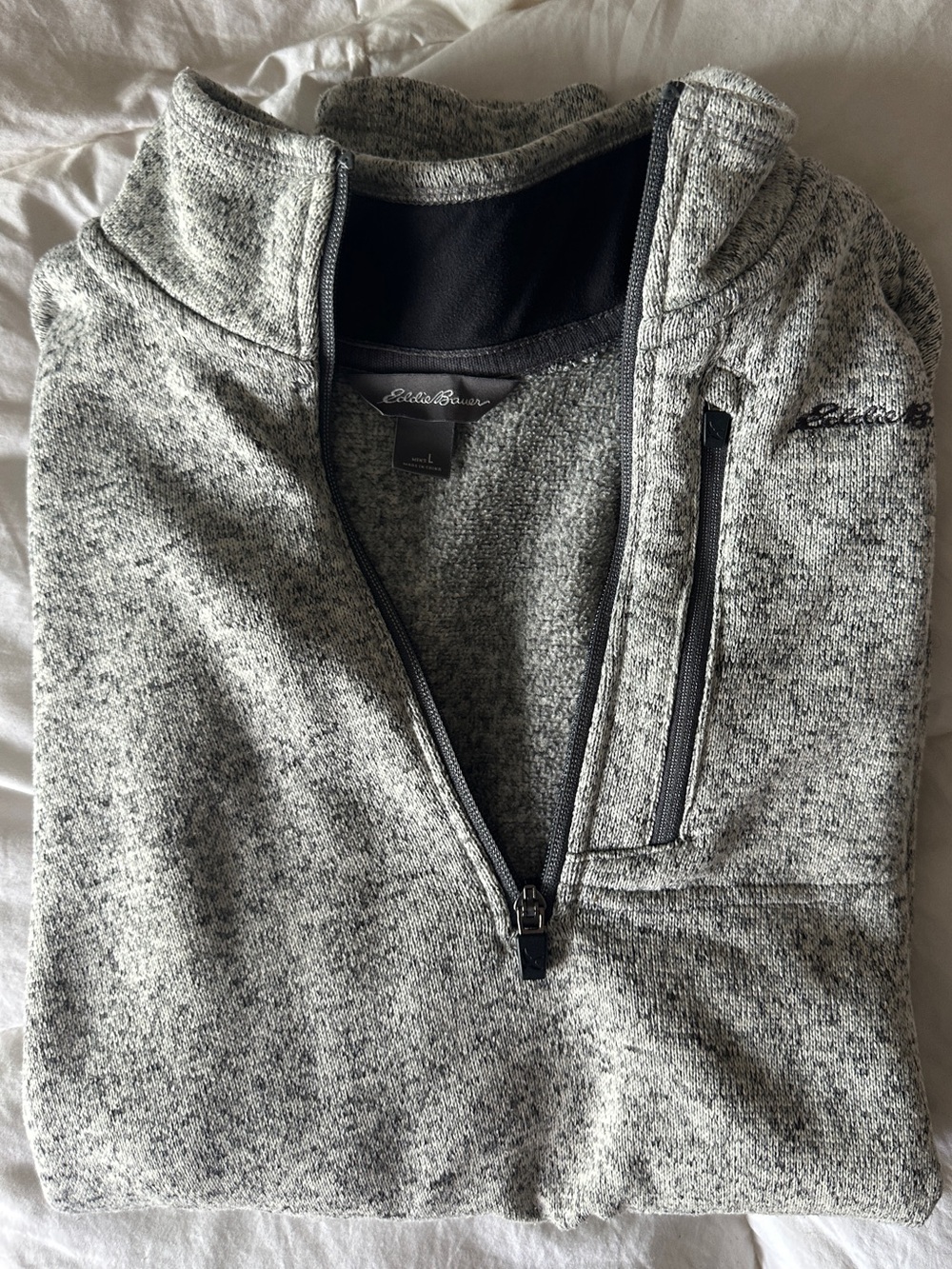 Heathered gray Eddie Bauer quarter zip